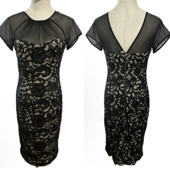 Maggy London Dresses & Skirts - BLACK LACE DRESS MAGGY LONDON LINED BODYCON KNEE LENGTH COCKTAIL EUC 8